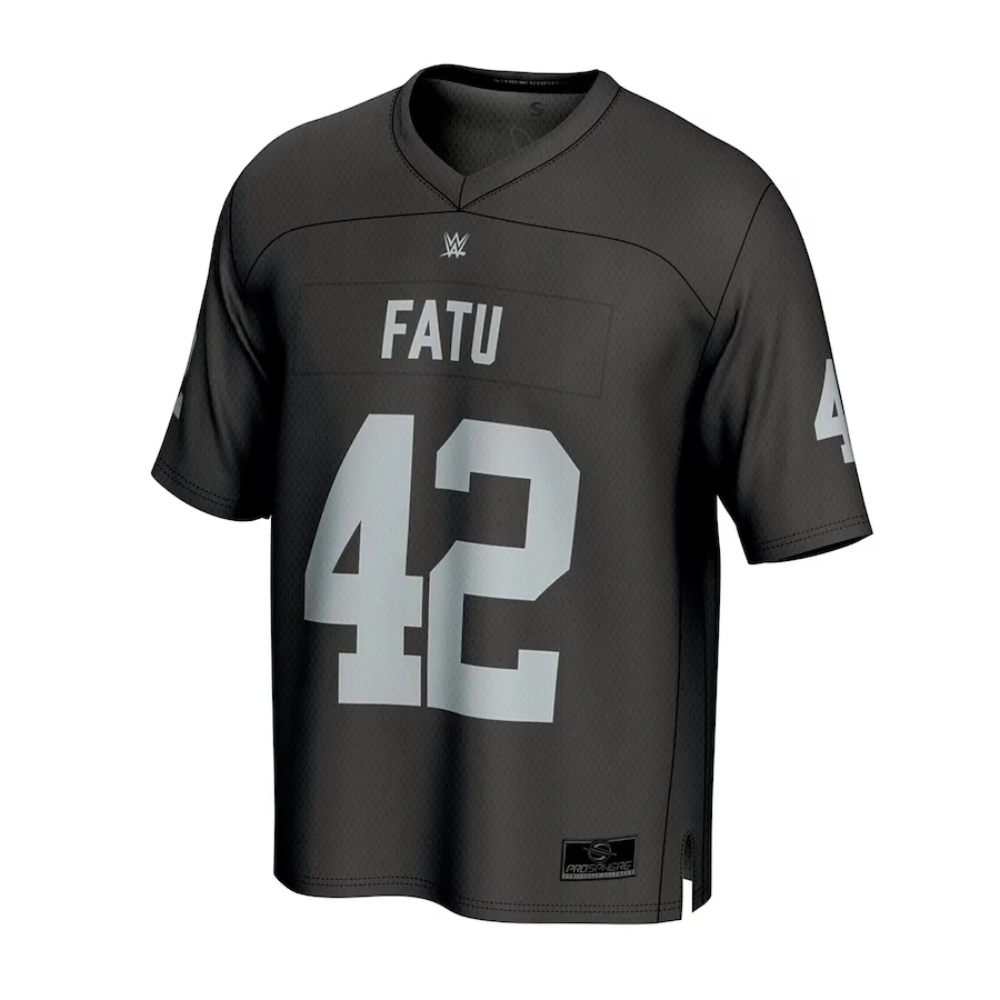 

Men's Black Jacob Fatu Football Jersey Classic Simple Fashion Loose Sweat Absorbing Breathable Suitable For Outdoor Sports