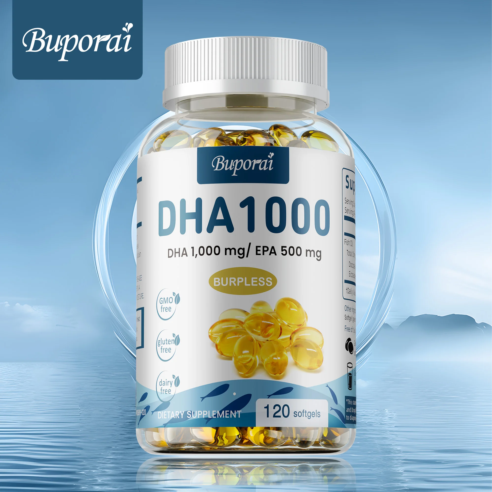 

DHA Brain Supplement - Promotes Eye, Joint, Heart and Skin Health, Enhances Memory, Concentration and Cognition, Non-GMO