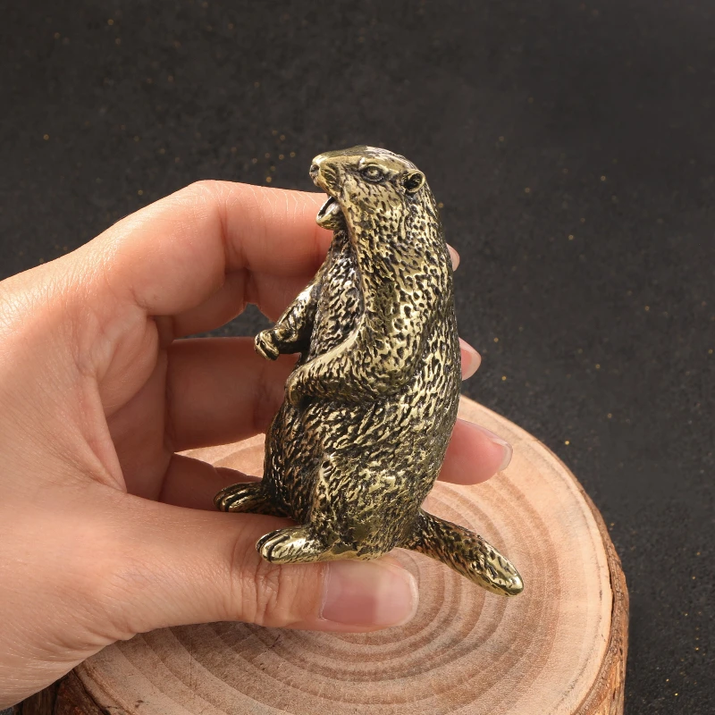 

Little Fairy/ Retro Brass Screaming Marmot Desktop Ornament Creative Metal Marmot Animal Sculpture Home Living Room Crafts Gift