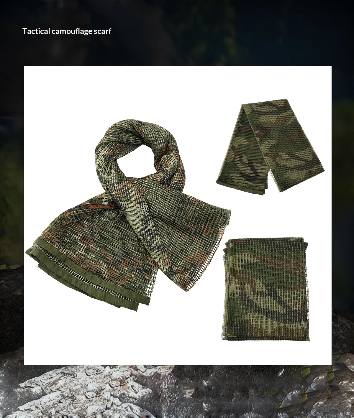 Taktisches Tarnnetz-Schal, Atmungsaktiver Scharfschützenschleier für Jagd, Airsoft, Outdoor-Militärausrüstung – Detail 4