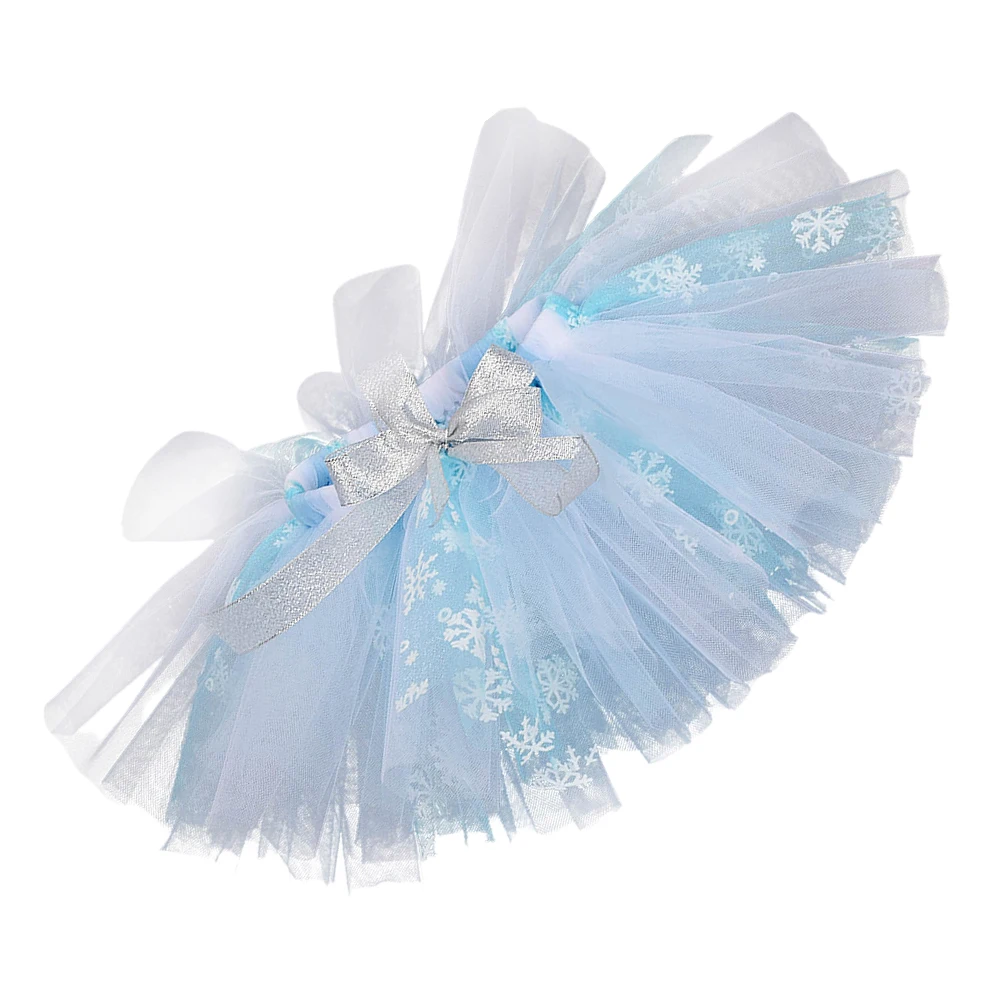 

1pc Children'S Yarn Skirt Girls Gauze Skirt Snowflake Pattern Elastic Waist Party Costume Tutu Mesh Pettiskirt Dance Costume