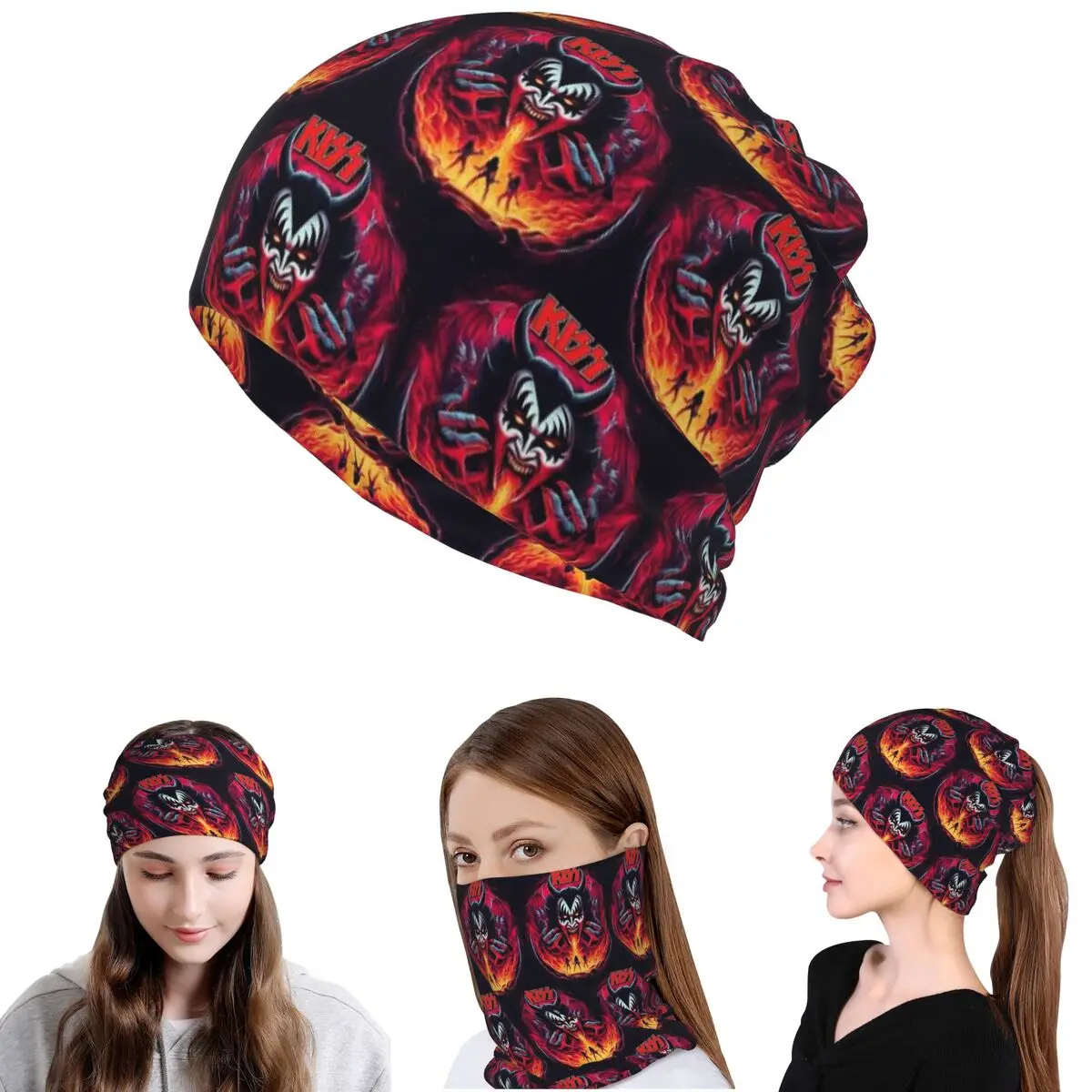 

KISS The Band Demon Red Rock Music Bandana Neck Gaiter Wrap Scarf Warm Face Mask Beanies Hat Unisex Adult Breathable