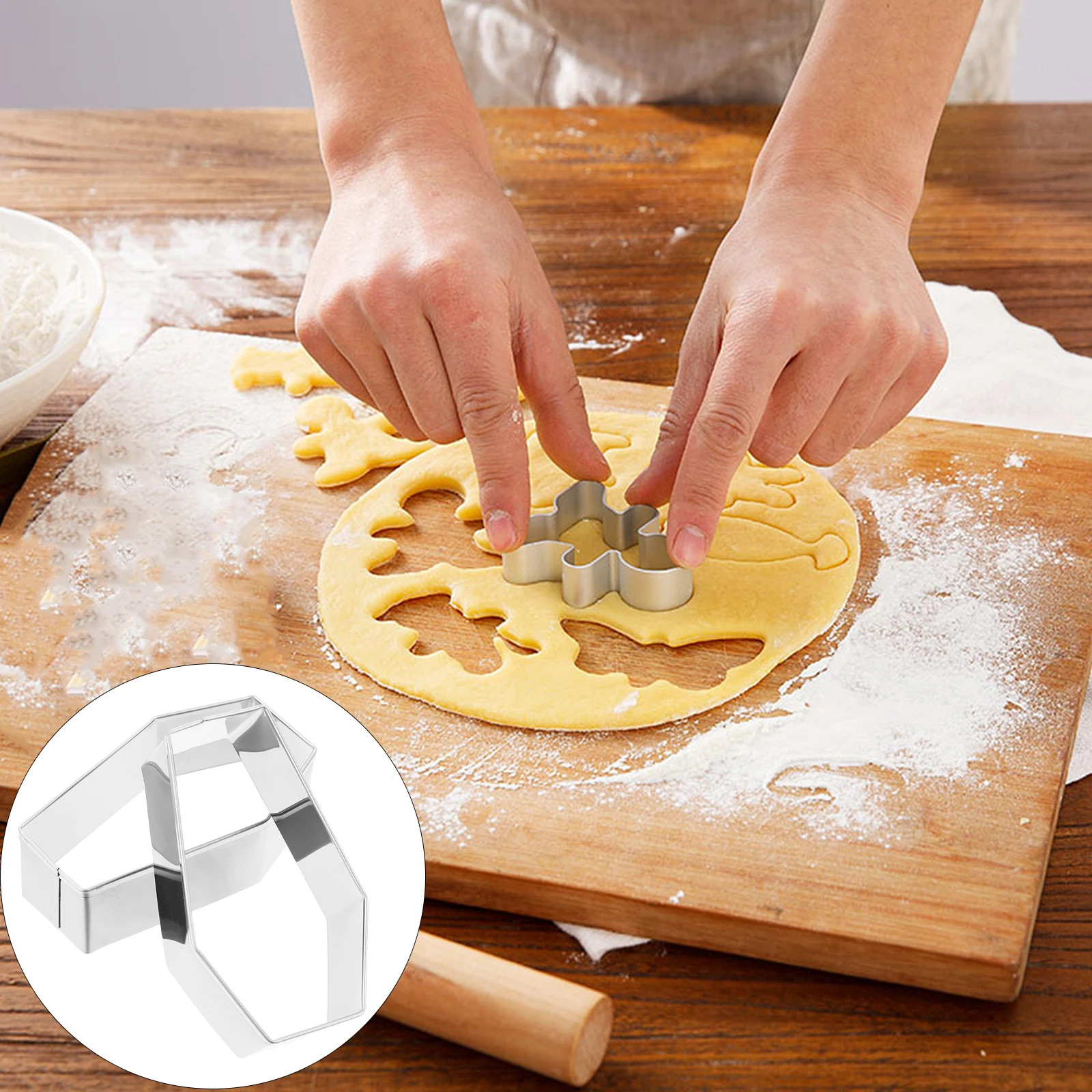 

5pcs Stainless Steel Biscuit Mold Food Grade Cookie Baking Set Reinforced Kitchen Tool Chocolate Cake Cookie Making