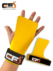 HG-030R1K Correas de levantamiento de gimnasio AMARILLO con guantes de dominadas Manoplas de levantamiento de pesas para atletas de crossfit o gimnasia Guantes de agarre de gimnasio