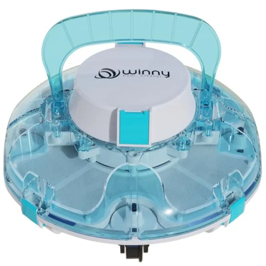 

Above-ground pool cleaner: cordless robotic vacuum ABS plastic sky blue 80-min runtime edge cleaning portable self-parking fits