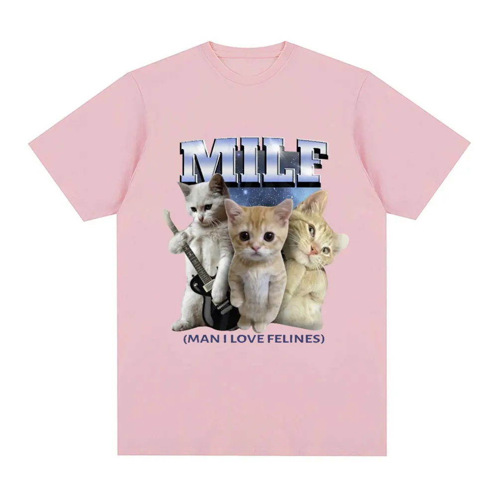 MILF Man I Love Felines T-Shirt Funny El Gato Meme Sad Crying Cat Graphic Short Sleeve T Shirts 100% Cotton Comfort Loose Tees