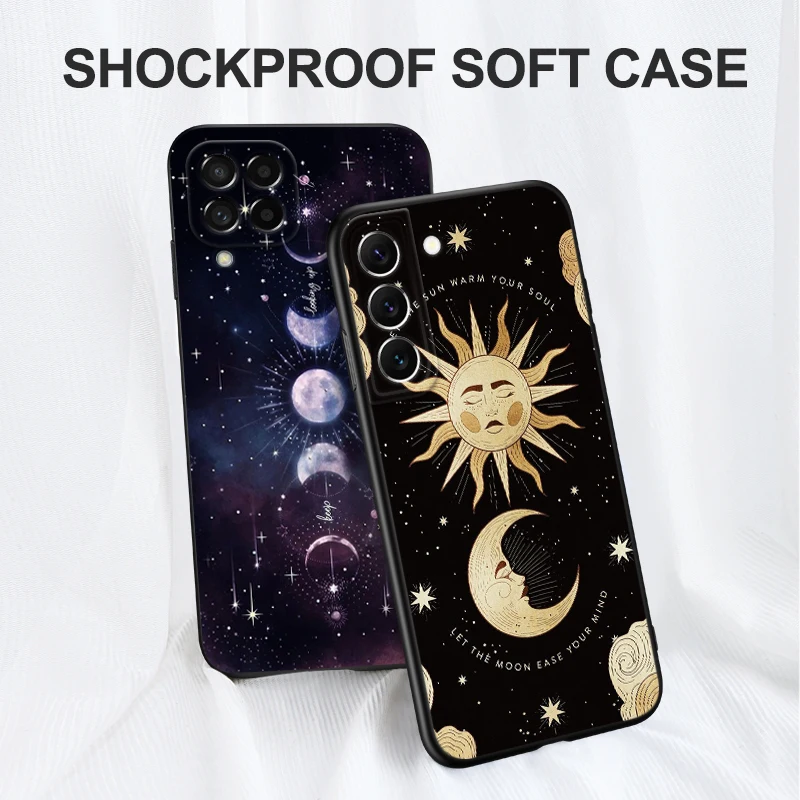 Black Tpu Case For Samsung Galaxy F23 M12 M22 M23 M32 4G M52 5G M30S M21 A04s Witches moon Tarot Mystery Totem