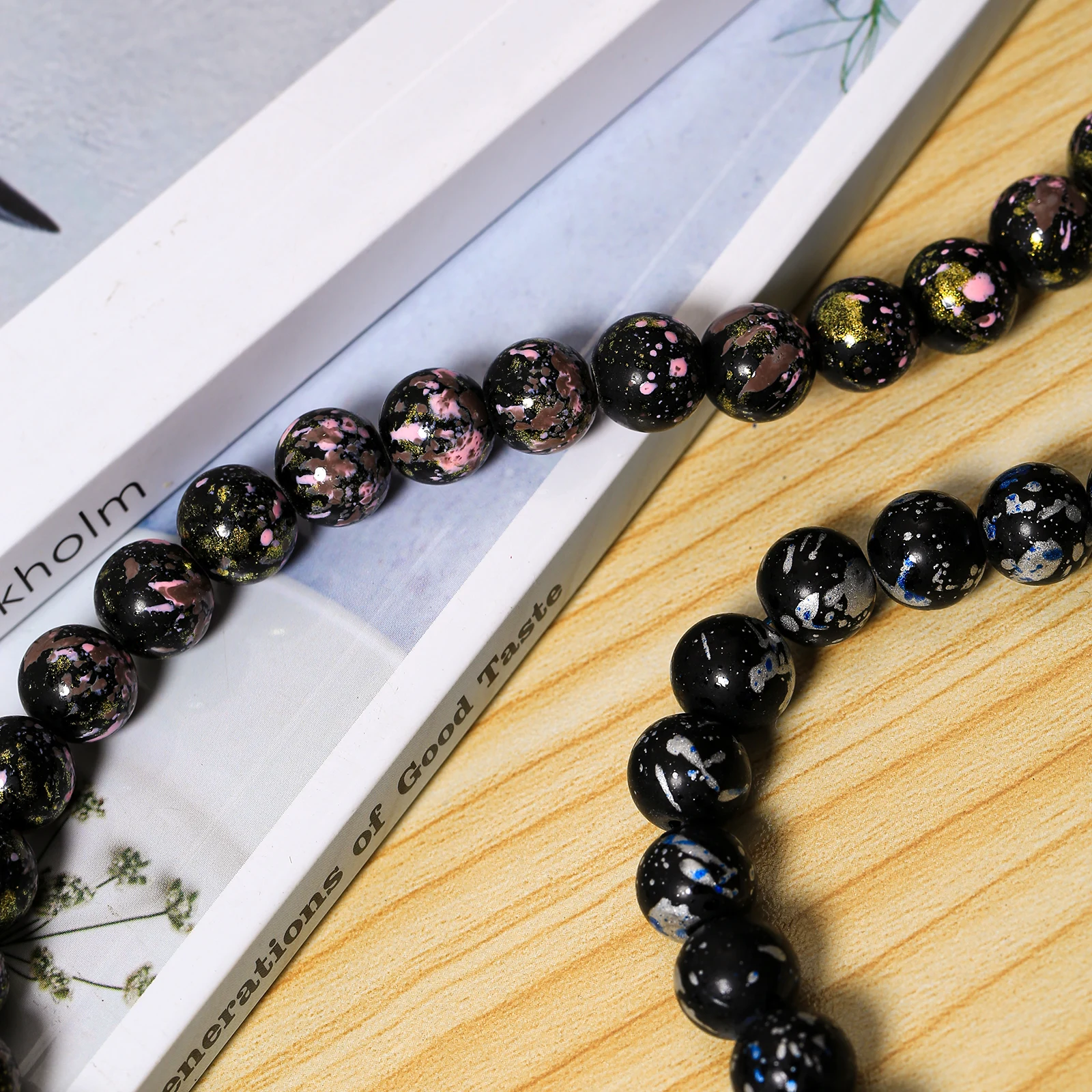 240pcs 10mm Glass Beads Imitating Volcanic Stone for DIY Bracelet Bangle Making 24 Sorts of Colors Could To Choose
