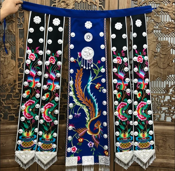 Chinese Miao Woman Dance Belt Embroidery Hmongb Cover Skirt