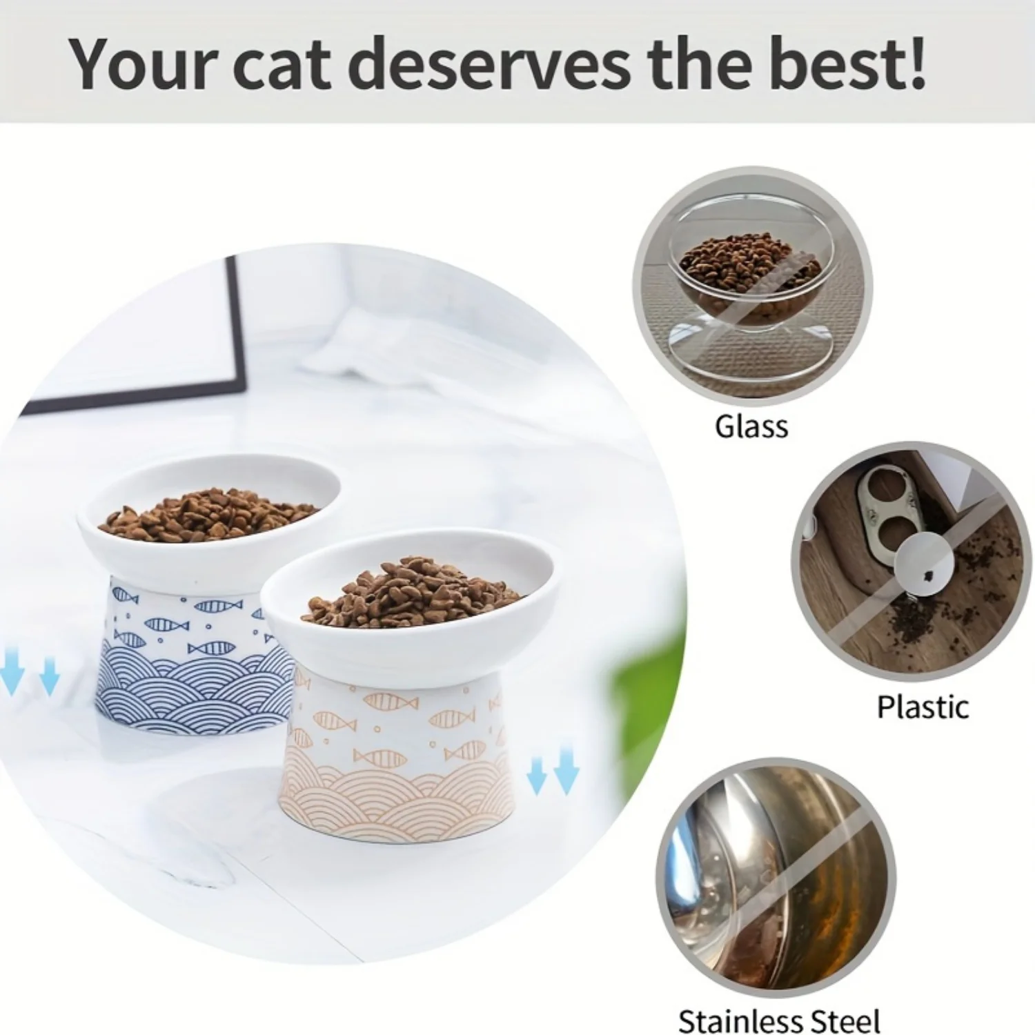 Comedero Ergonómico para Gatos de Cerámica: Plato Elevado e Inclinado para una Digestión Saludable, Menos Derrames Cat toys