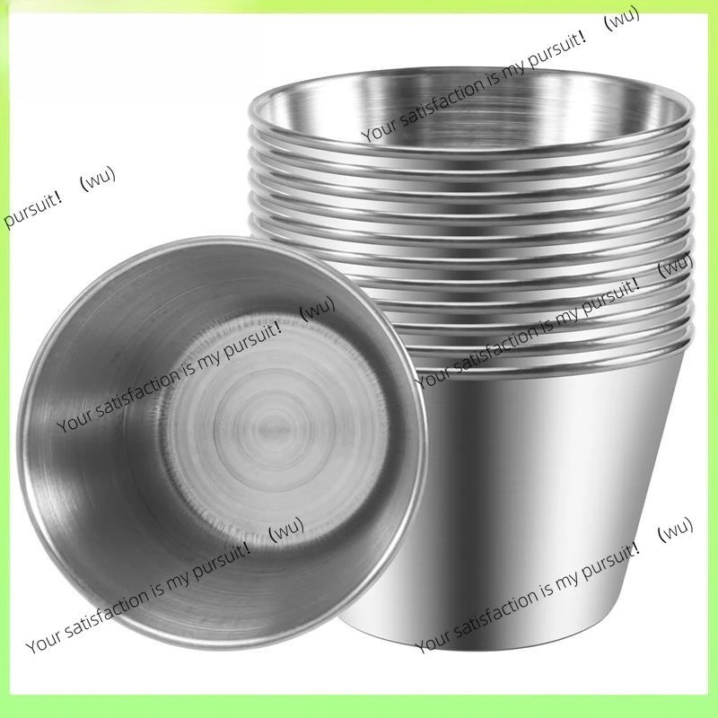 ZOCI- Paquete de 12 - Tazas para salsa de condimentos de acero inoxidable cepillado de primera calidad, macetas para especias, cuencos para patos líquidos, 2,5 oz, 70 ml