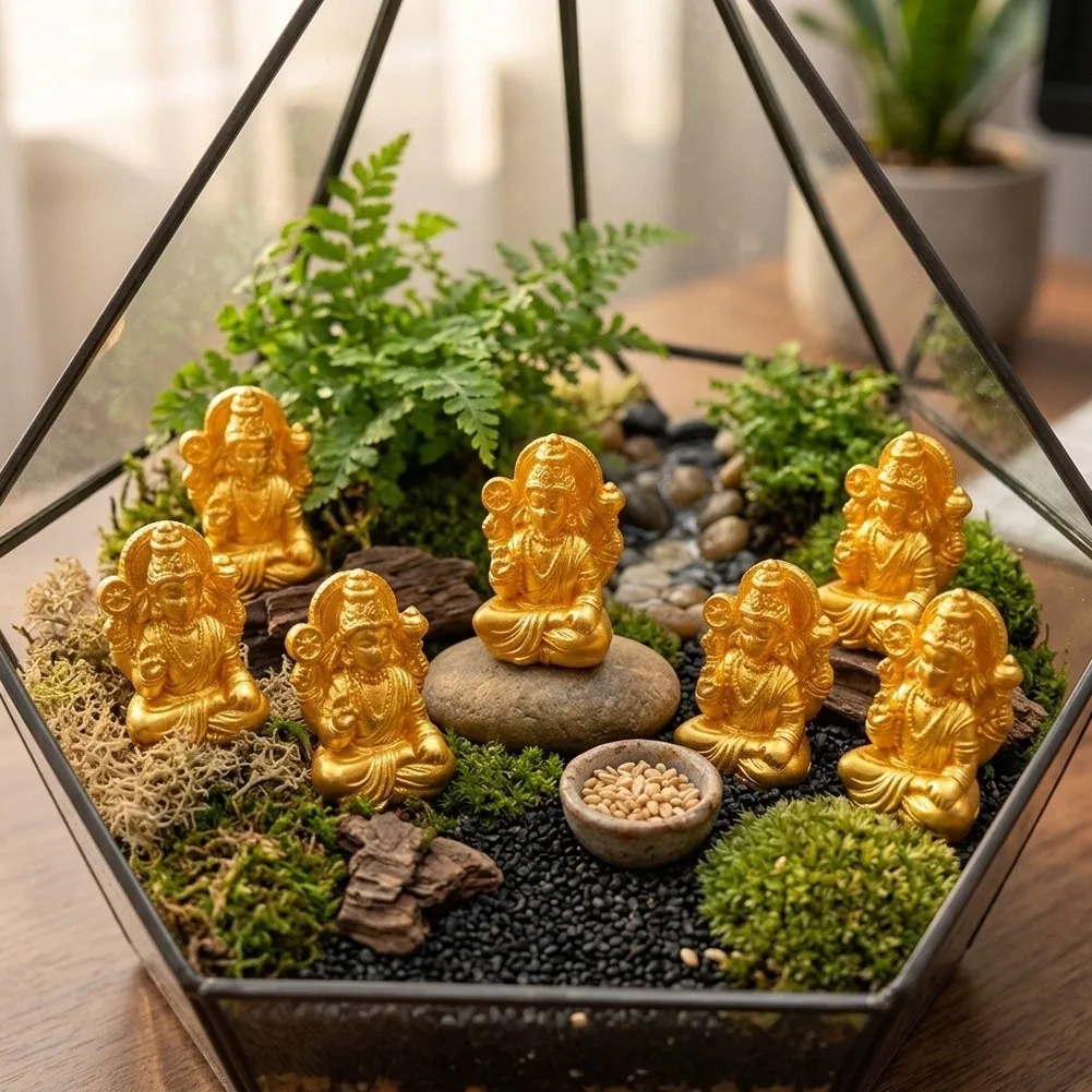 10Pcs Indian Shrine Figurine Set Elephant God Ornament For Tabletops Shelves Terrariums DIY Crafts Home Offices Decoration