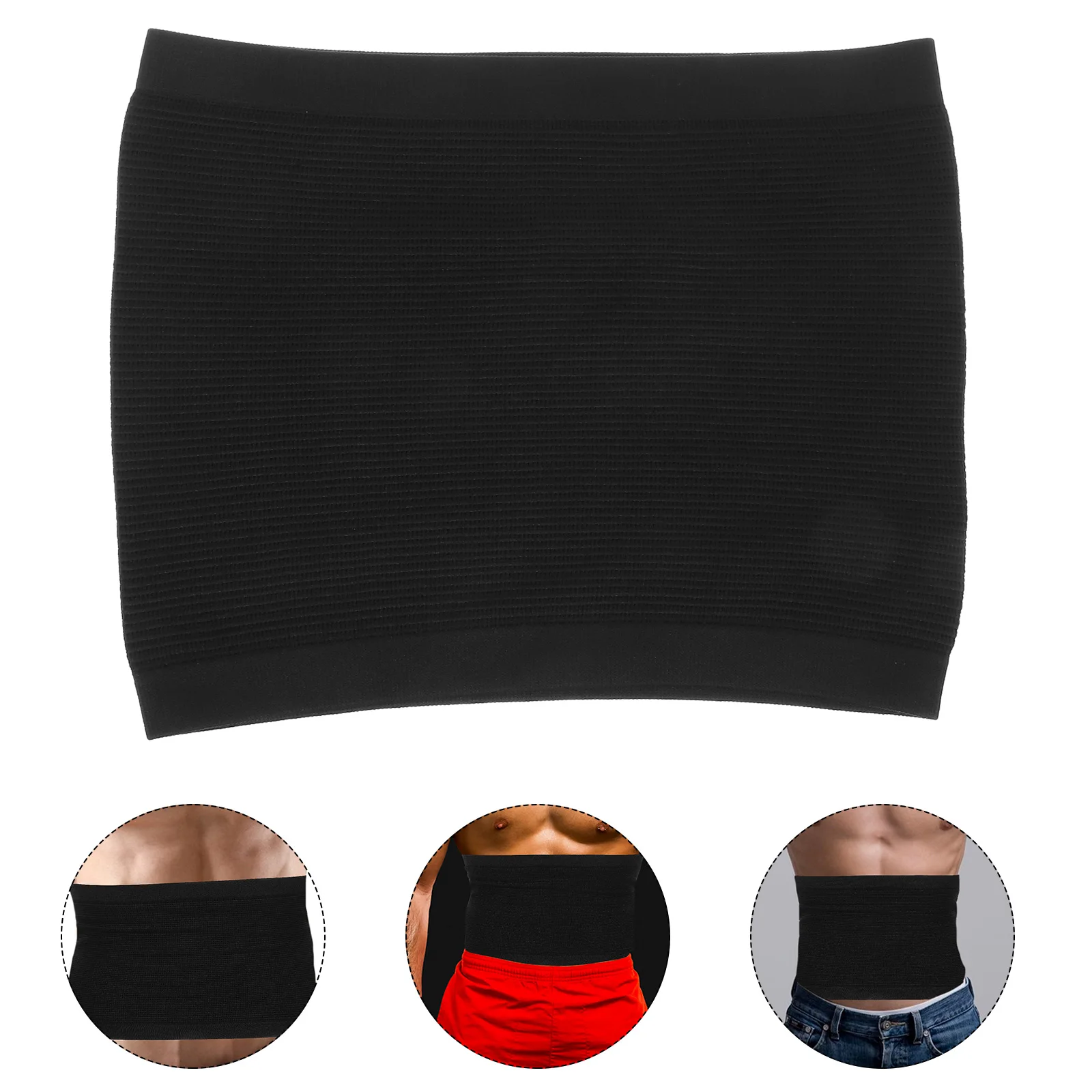 

Men Slimming Belt Black Size L 28.5X23Cm Nylon Abdomen Shaper Belt Firm Support Back Protector Muscle