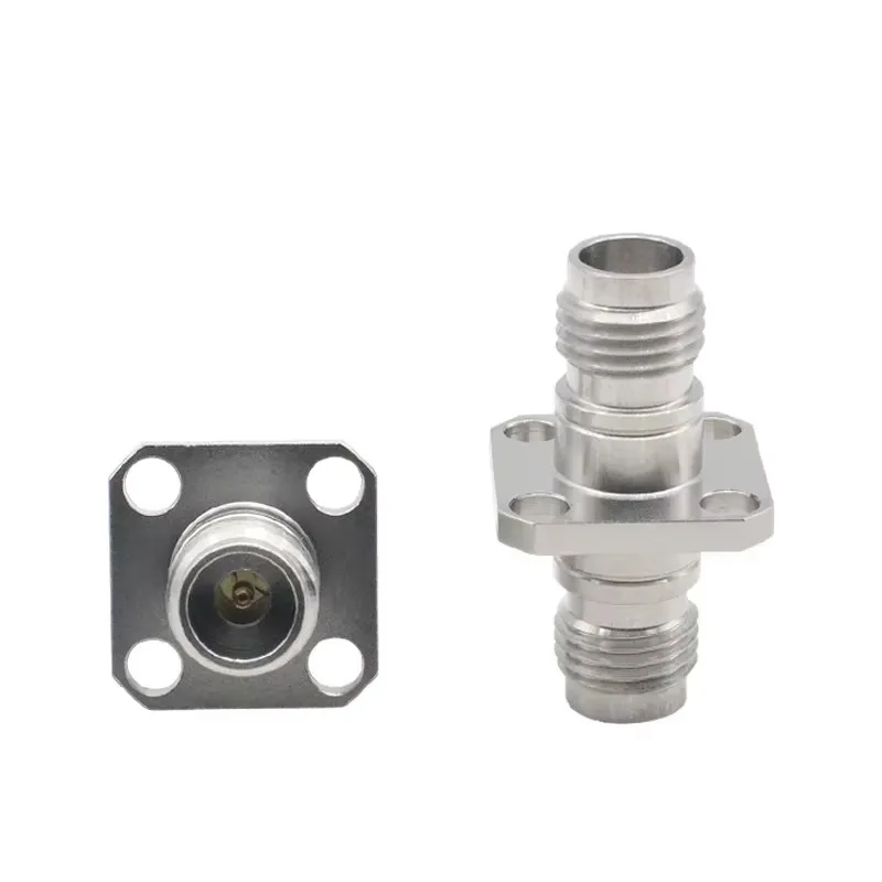 Stainless Steel 2.4MM-KFKG Adapter with Four-Hole Square Plate Flange DC-50GHZ Low Standing Wave Millimeter Wave Connection