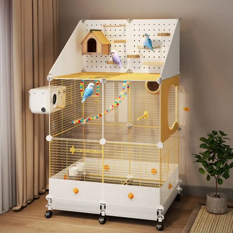 Bird cage parrot large new splash-proof household Xuanfeng tiger skin small sun peony luxury villa bird cage