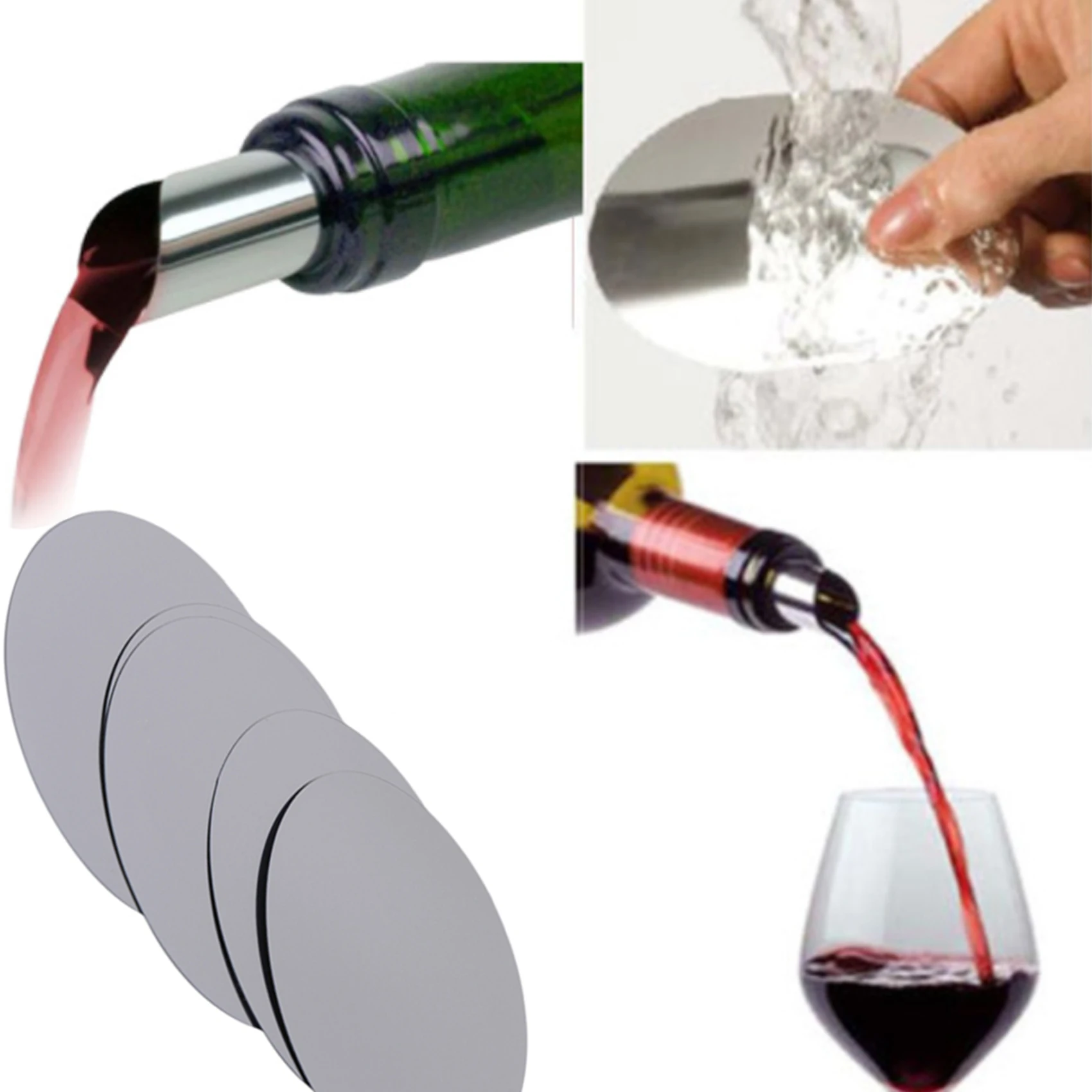 مدفق نبيذ من رقائق الألومنيوم ، قابل للطي ، فضي ، نقطة توقف ، قرص صب ، عبوة صنبور صب ، أداة بار منزلية ، 10 في كل مجموعة