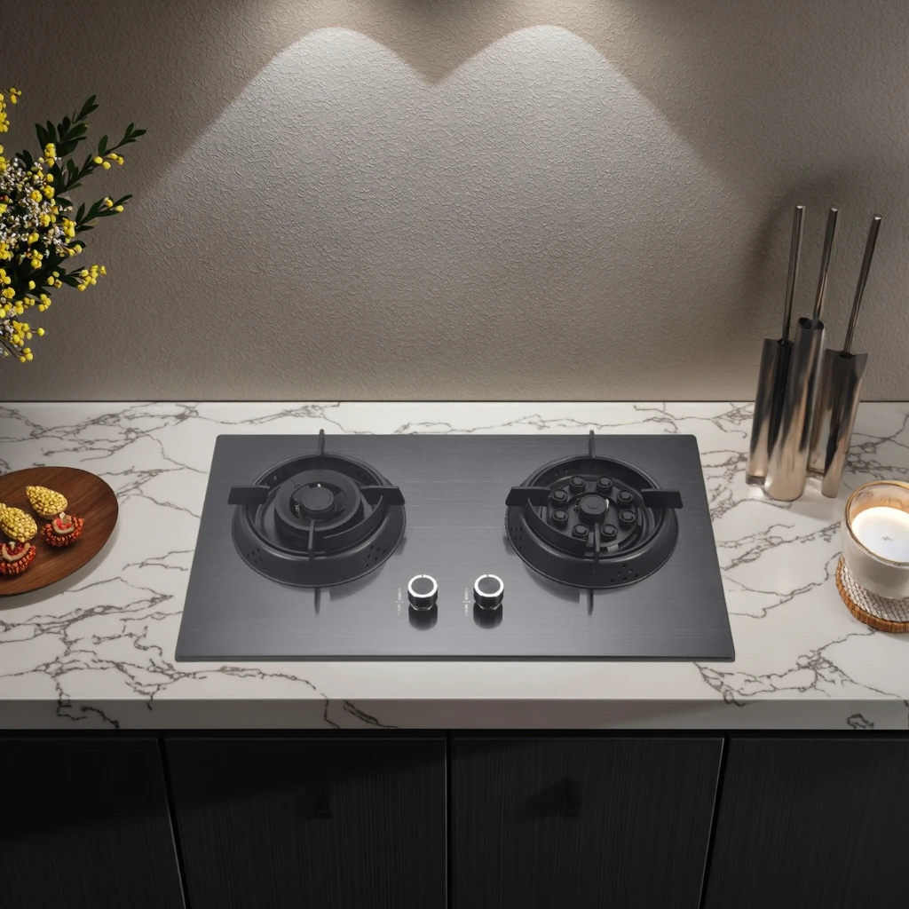 موقد غاز ذكي مدمج - موقد منزلي تجاري/سعيد صيني مع زجاج مقسى، تصميم سطح الطاولة للاستخدام المنزلي والمطبخ