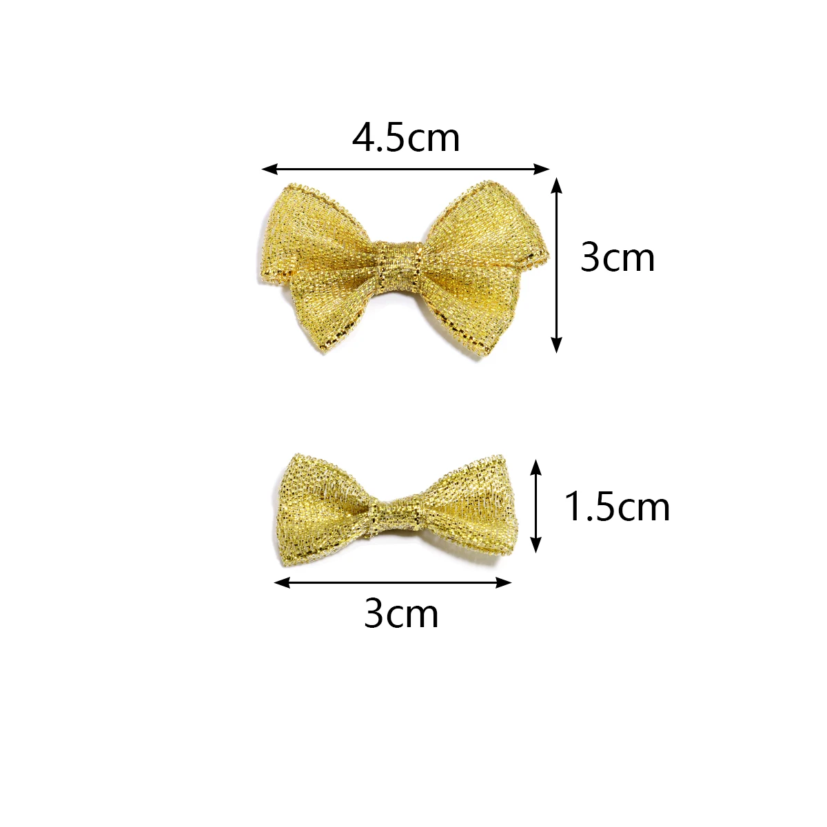 20-30Pcs/Lot 3*1.5cm 3*4.5cm Gold Silver Glitter Satin Ribbon Bows For DIY Sewing Crafts Clothes Headwear Party Wedding Decor