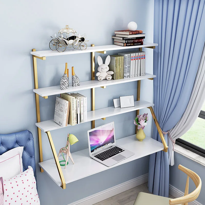

Nordic ins creative multi-functional dressing shelves, modern home wall-mounted desks, wall bookshelves
