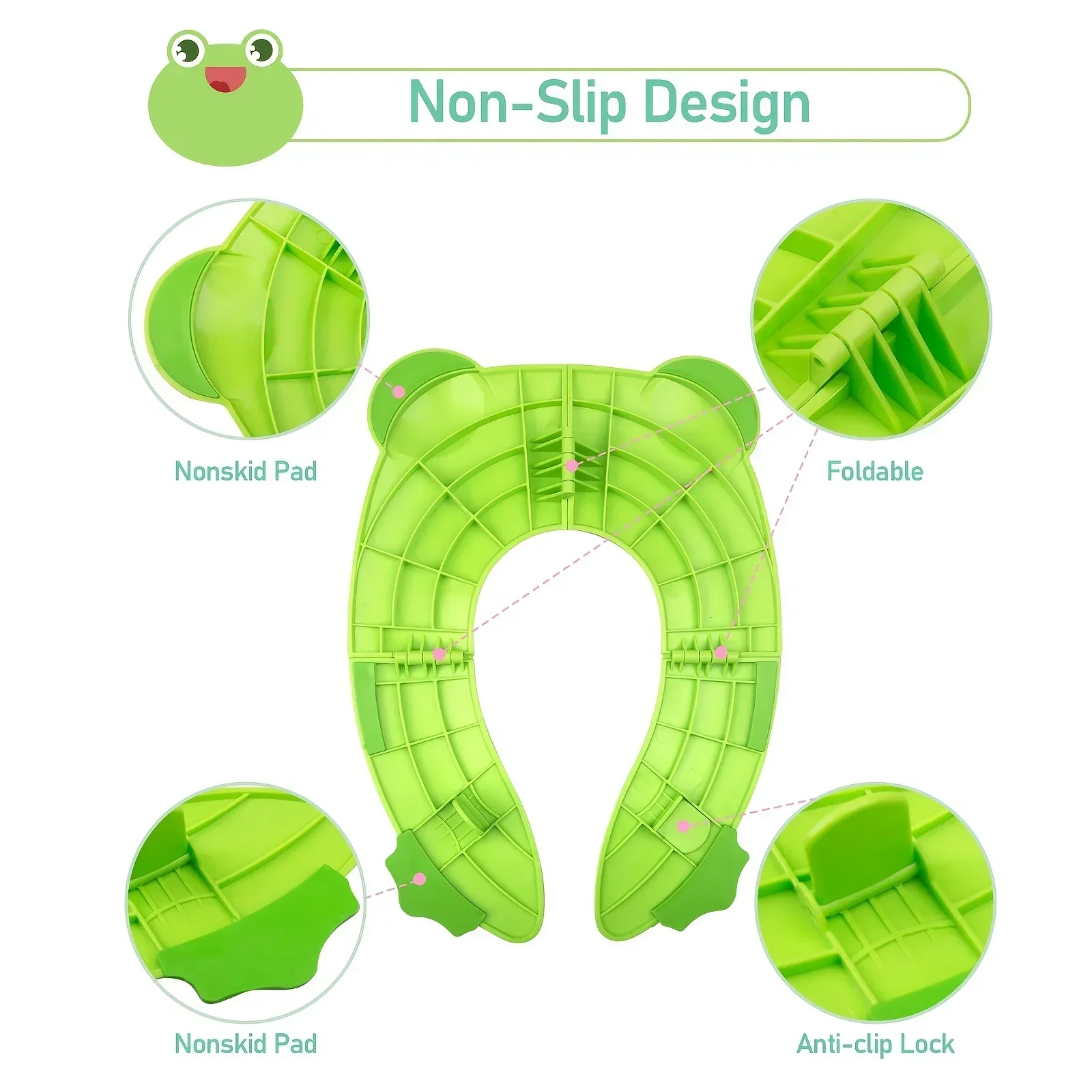 Toddlers Toilet Seat, Recyclable Potty Seat Cover for Travel Portable Folding Non Slip Silicone Pads Potty Training Seat