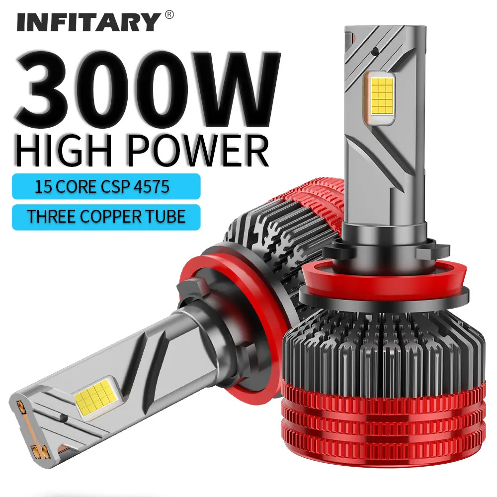 

Infitary 300W H7 H4 LED Car Headlight CANBUS Lamp H8 H9 H11 HB3 9005 HB4 9006 80000LM Bulb Three Copper Tube Lights for Auto