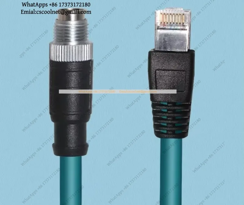 JS01 M12 4/8Pin X-Type to RJ45 Ethernet Cord Elbow Right Angle A-Code D-Coding Male Female to RJ45 Connector Drag Chain Cable