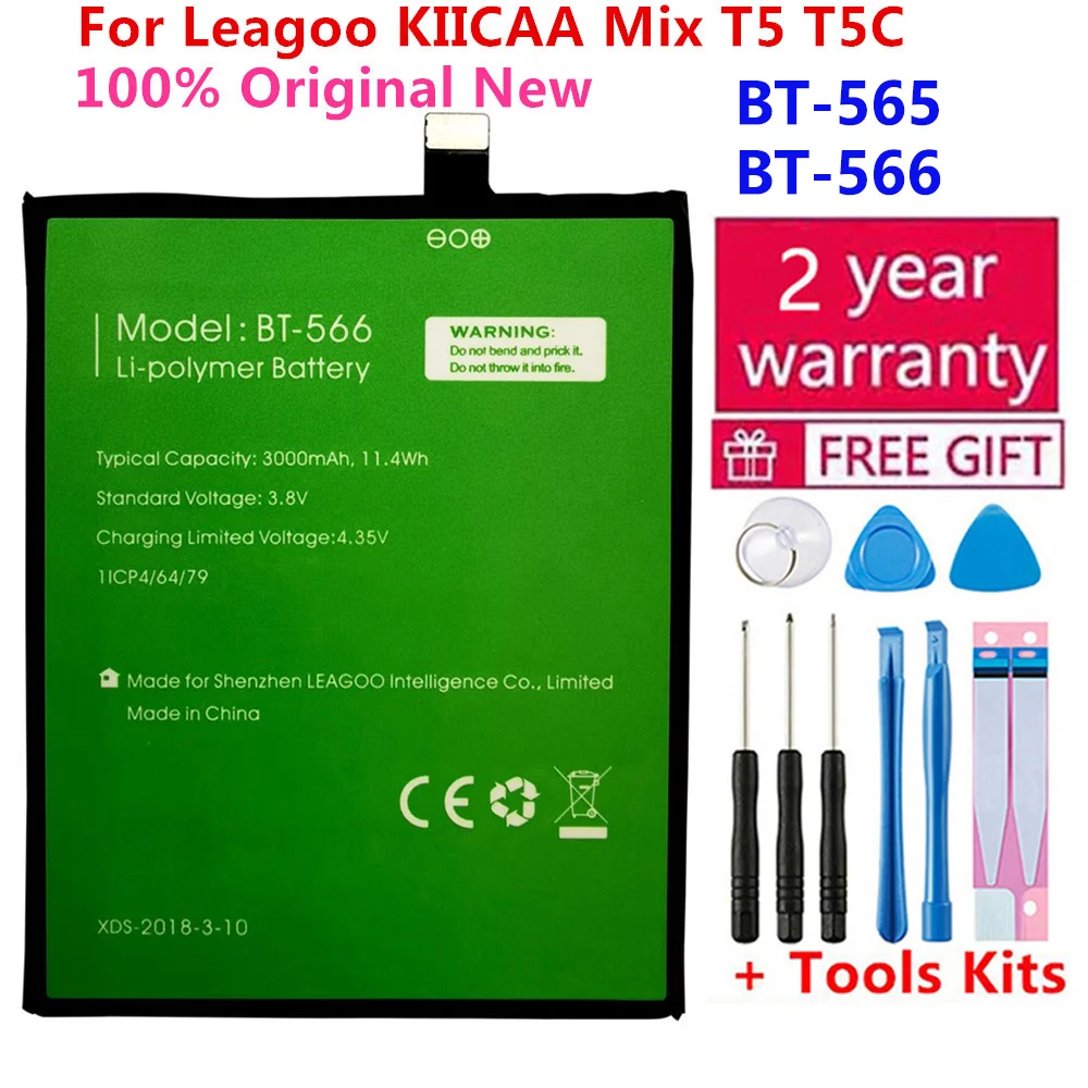 

100% Original BT-565&BT-566 3000mAh Battery For Leagoo KIICAA Mix T5 T5C BT565&BT566 Mobile Smart Phone Parts Batterie batteries