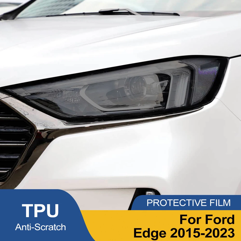 Car Headlight Protective Film For Ford Edge 2015-2023 Smoke Black Pre Cut TPU PPF High-Gloss Anti-Scratch Car Vinyl Wrap Kit