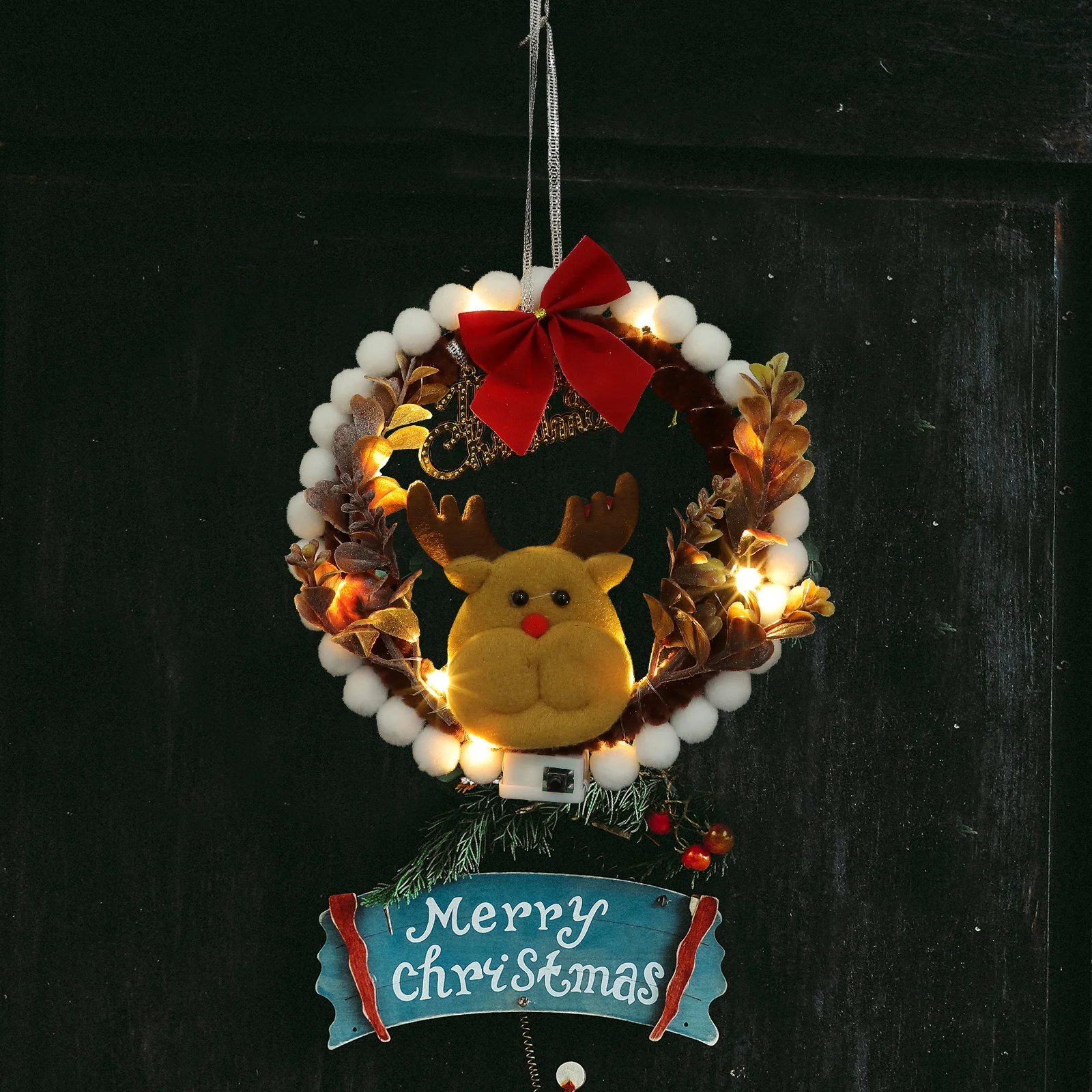 

1Set Christmas Wreath Making Kit Elk Style DIY Front Door Window Hanging Decor Reusable Decorative Wreath Window Wreaths