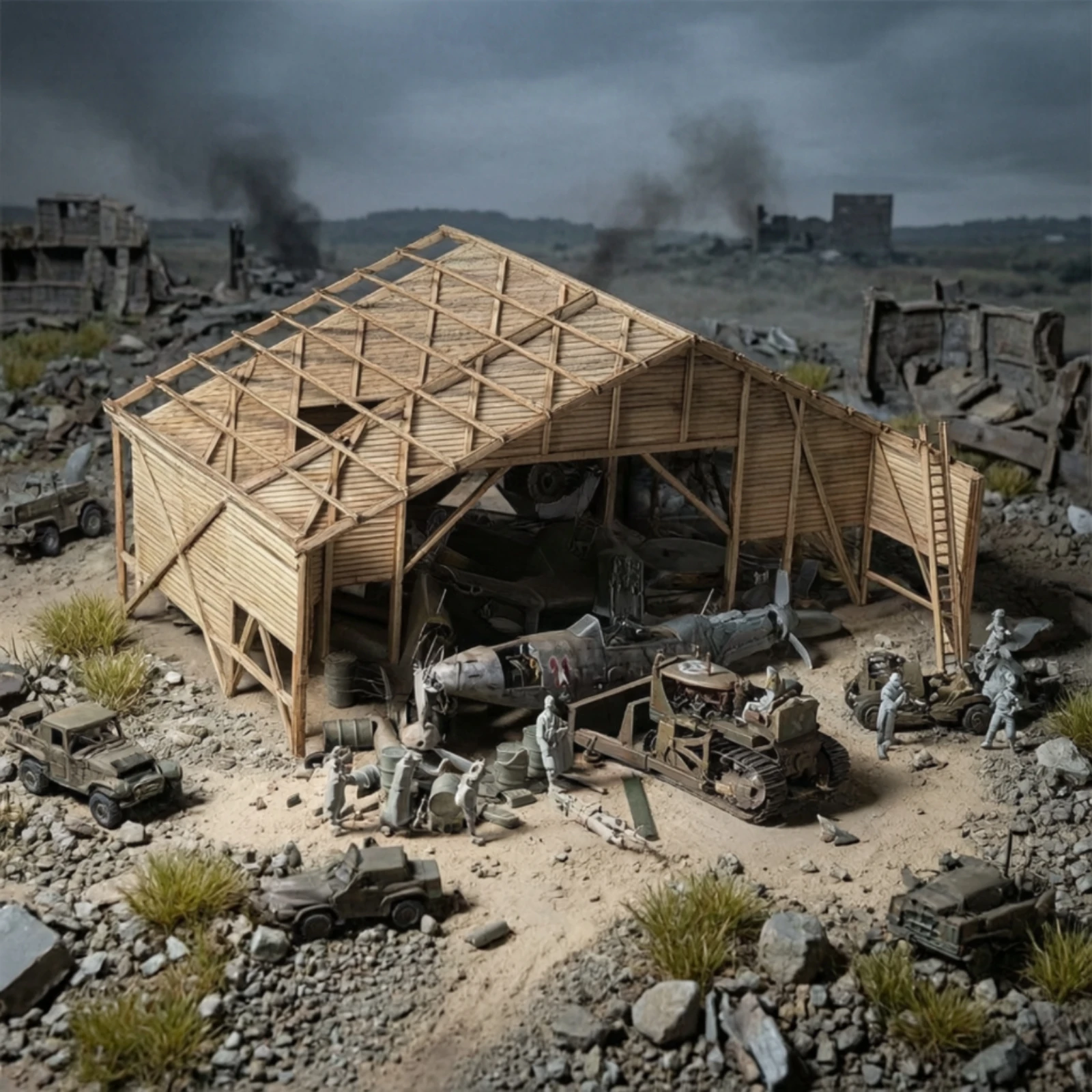 Hangar Model Kit Laser-Cut Hangar Building Kit Unpainted Scale for Hobbyists, Dioramas, Displays view 6