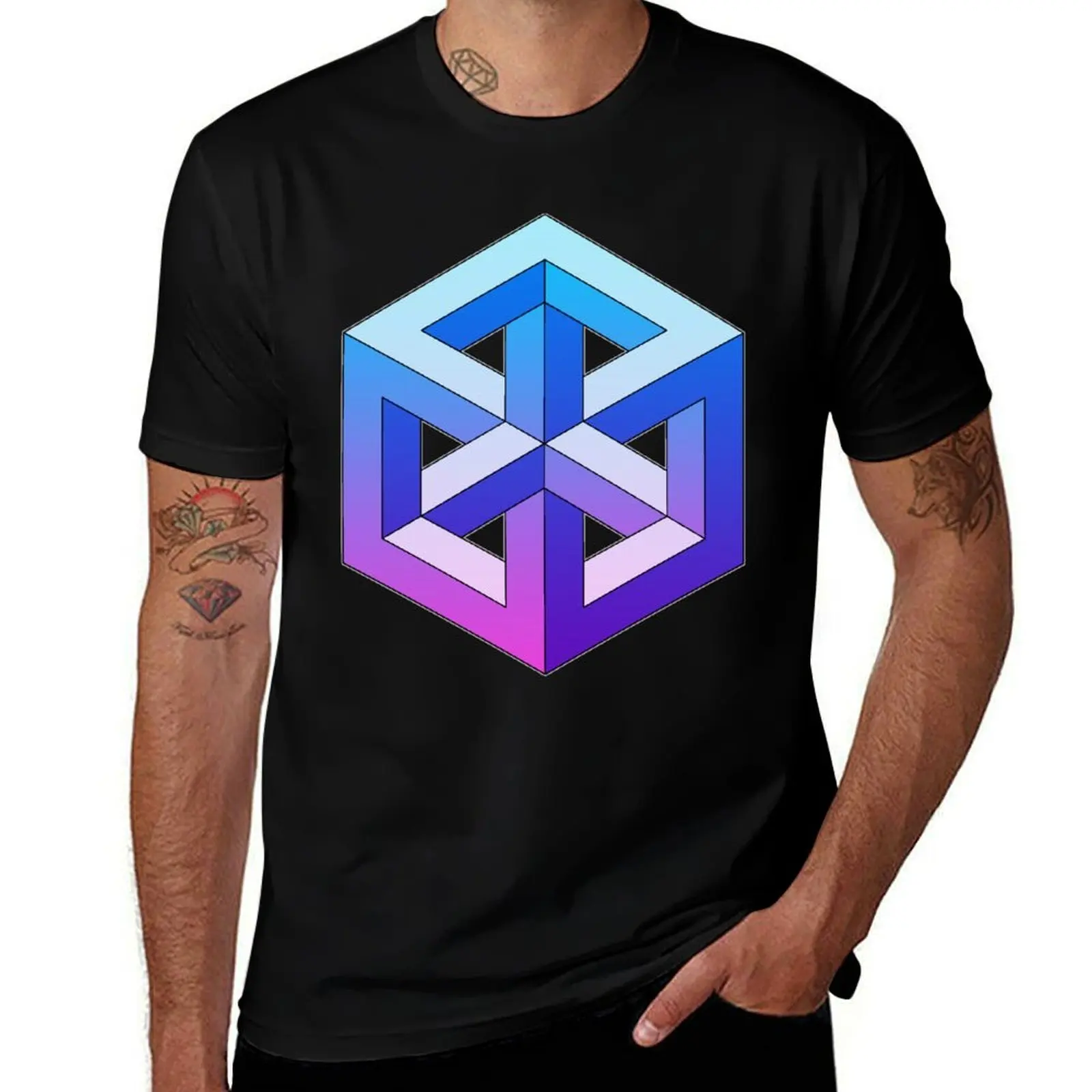 

t luxury Cube shirt shirts dark t Penrose Purple - cotton shirt T-Shirt Blue t humor man funny Gradation man