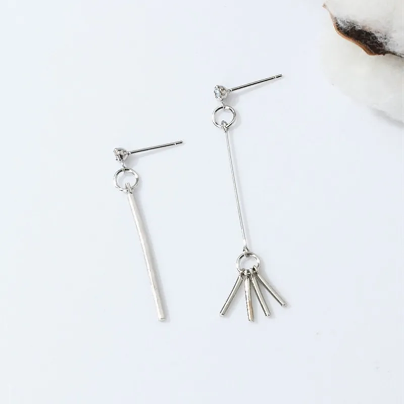 New Fashion Gold Color Asymmetric Long Tassel Earrings For Lady Beautiful Crystal Earring Wholesale  Gift