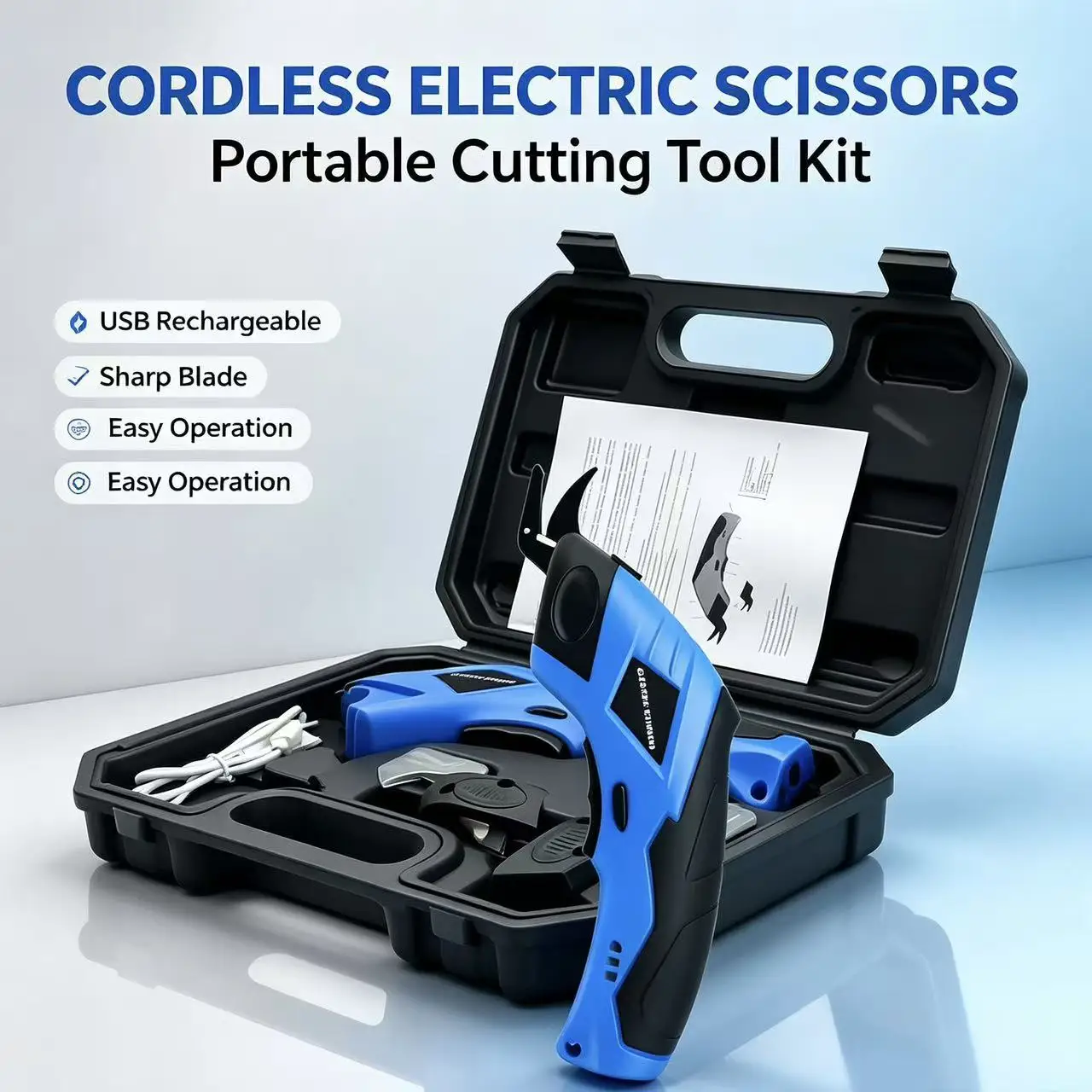 Portable Rechargeable Electric Scissors Household Fabric Leather Carpet Curtain Cutting Shear Cordless DIY Sewing Cutter Tool