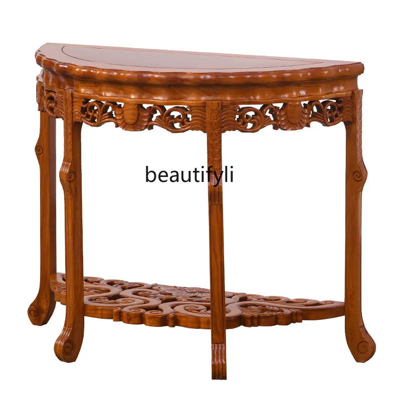 

Rosewood Furniture Half Round Table Chinese Solid Wood Rosewood a Long Narrow Table