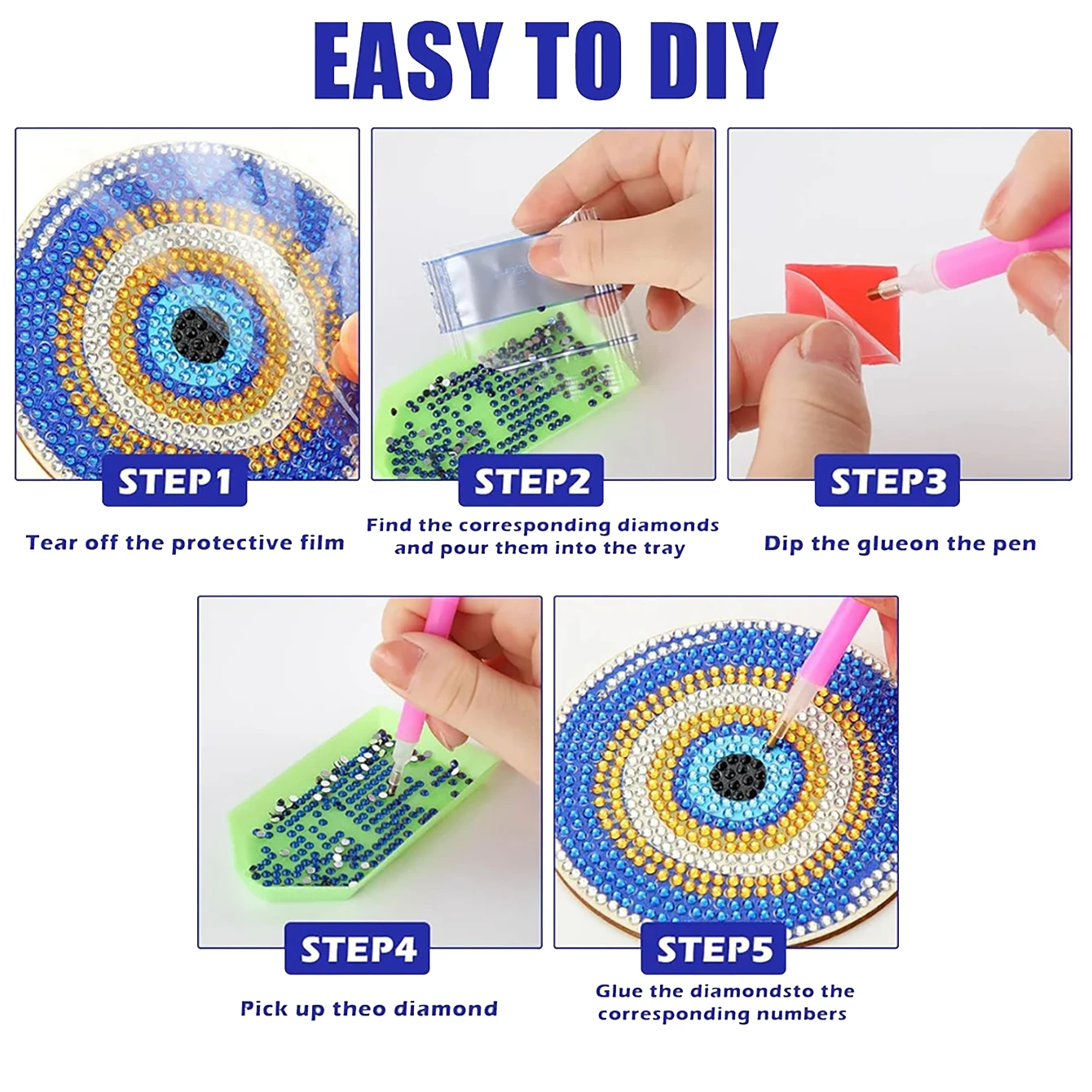8 pieces/set of diamond painted mandala coasters (with holder) DIY diamond craft kit, art supplies, gifts for beginners