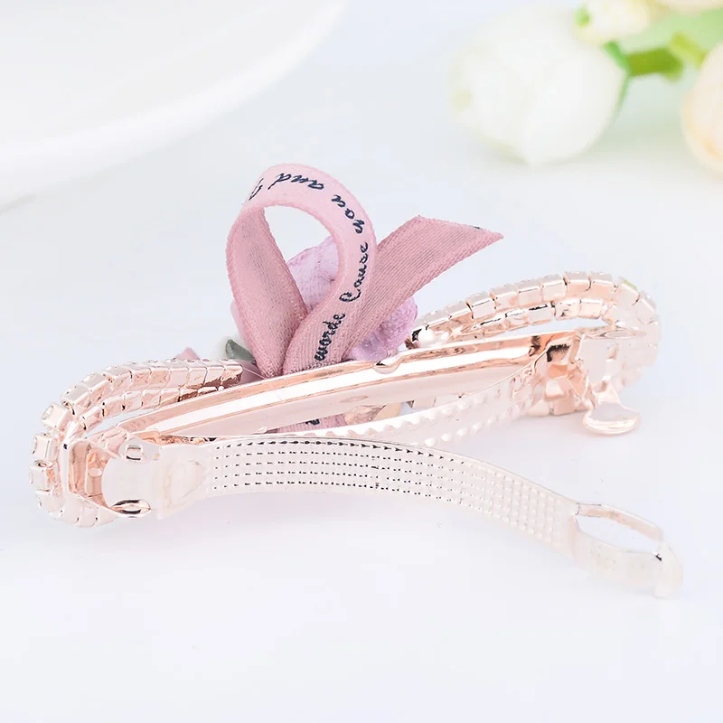 EASYA 2022 Hot Sale Flower Barrettes Hair Accessories Jewelry Metal Sparkling Crystal Hairpin Ribbon Bowknot Wedding Hair Clips image 6