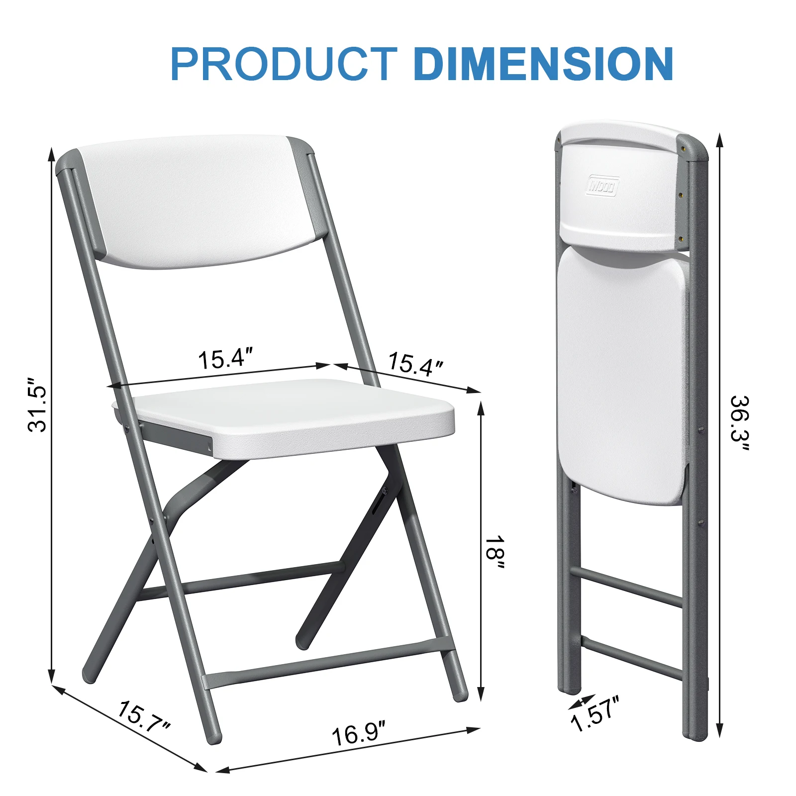 EVOKEDEN 4 Pack White Folding Chairs, Portable Plastic Party Chairs with Steel Frame, Stackable Folding Chairs for Wedding, Events & Commercial Use