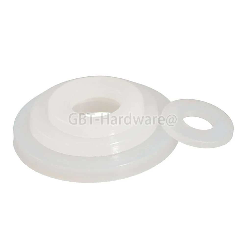 Flat Spacer Seals Gasket Ring, Washer Gasket, Branco, Plástico Rígido, Nylon, Não Transparente, Espessura 0.5mm, 1mm, 1.5mm, 2mm, 2.5mm, 3mm, M2-M20