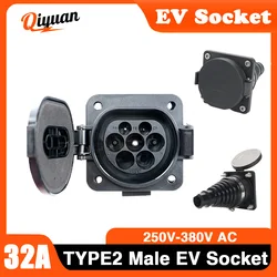 EV Adapter EVSE IEC62196 Type 2 Ev Type2 Male Socket 1P 3P 16A 32A Electric Car Charging Socket 50Cm Cord Electric Car