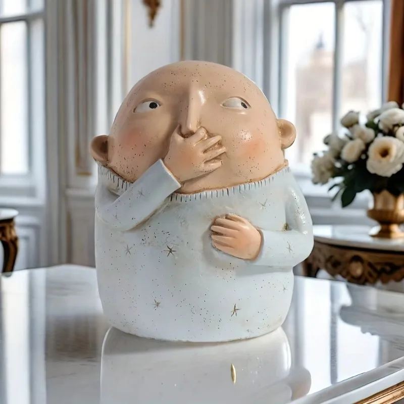 Funny Pinching Nose Resin Figurine, Creative Weird Boy Girl Statue for Bathroom Decor, Christmas Halloween Gift