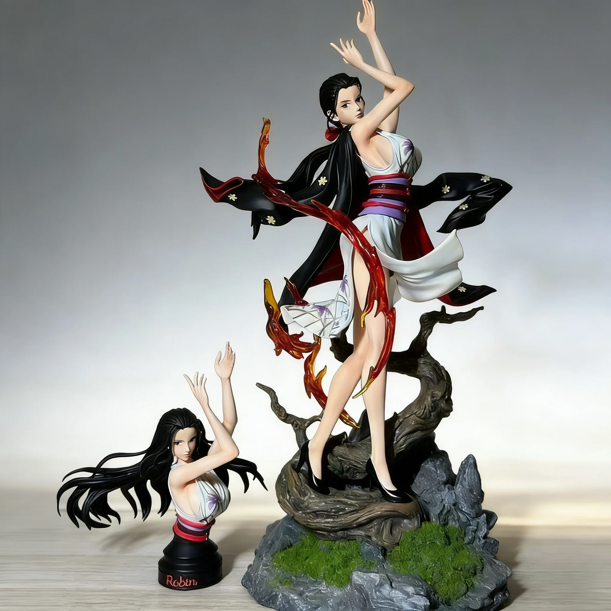 

Фигурка аниме-персонажа Нико Робин из One Piece, 36 см, со сменной головой и эффектом пламени, раскрашенная статуэтка, коллекционный декор для рабочего стола, подарок