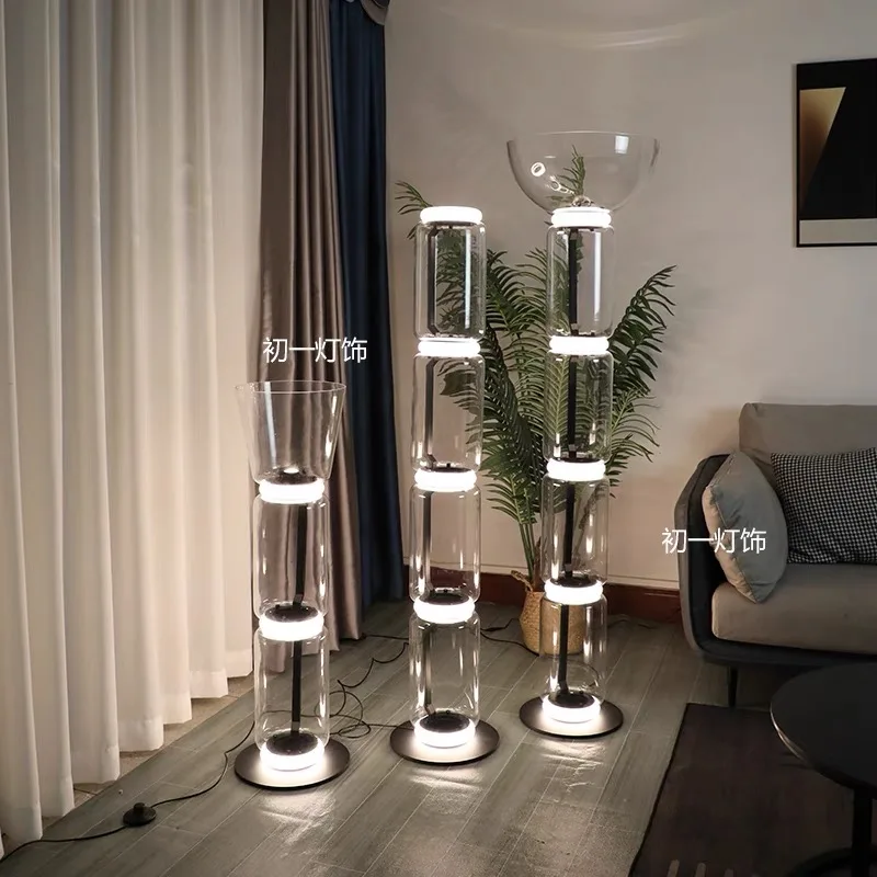 

Living room floor lamp Glass living room lamp art living room decoration Villa bedroom decoration tunnel floor lamp