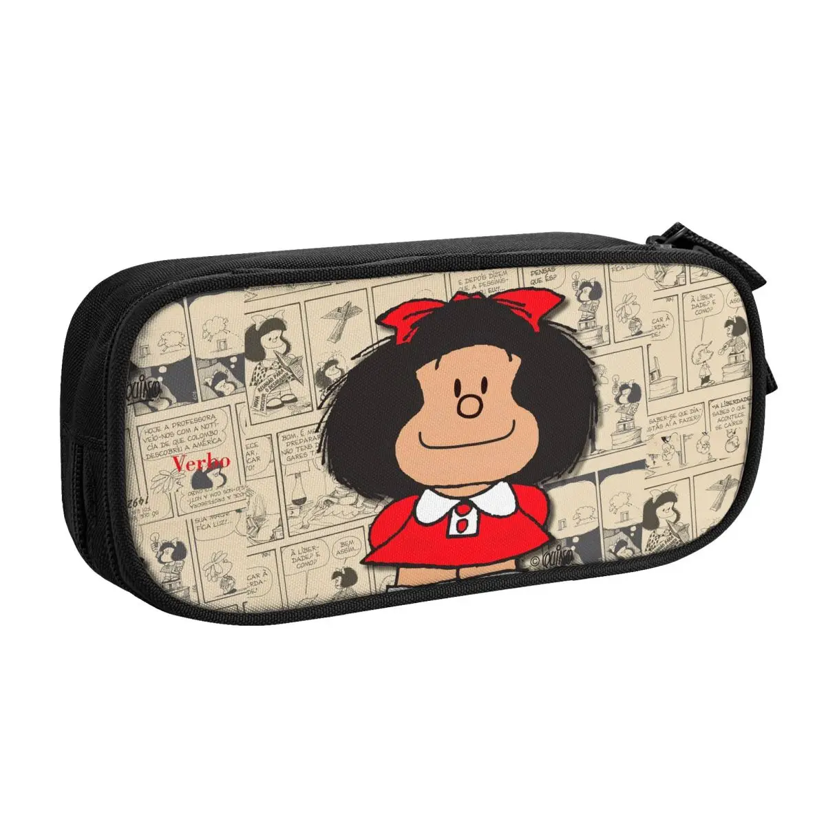 Custom Vintage Mafalda Manga Kawaii Pencil Case Boys Gilrs Large Capacity Quino Comic Cartoon Pencil Pouch School Supplies