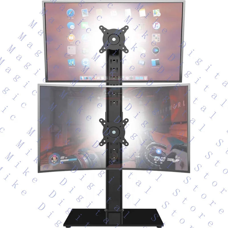

H Dual Monitor Stand - Vertical Stack Screen Free-Standing Monitor Riser Fits Two