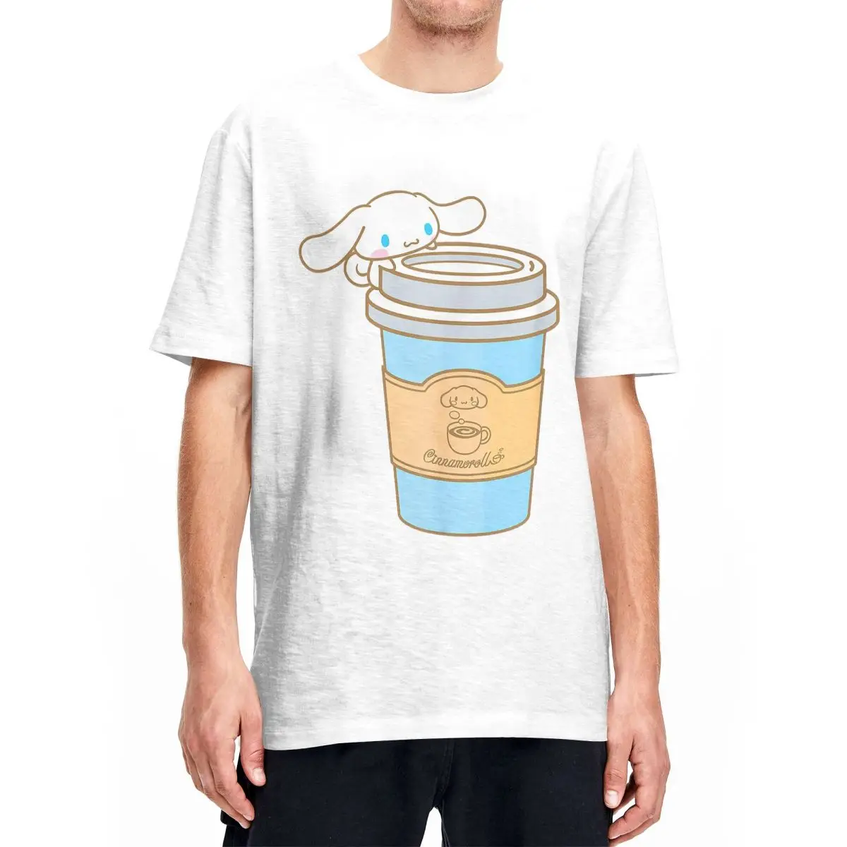 Cinnamoroll Cup Of Coffee To Go Men Women T Shirt Fashion Tees Short Sleeve Crewneck T-Shirts Pure Cotton Plus Size Clothes