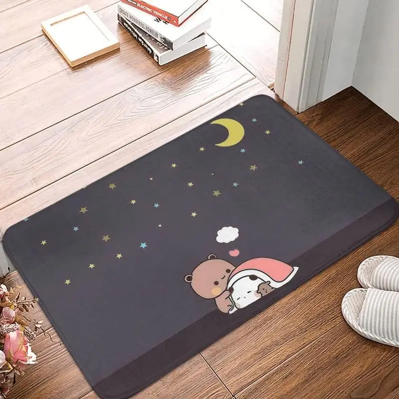 Cute Bear Bath Mat Cartoon Panda Floor Rug Non Slip Absorbent Soft Plush Carpet for Bathroom Bedroom 24x16 Inch
