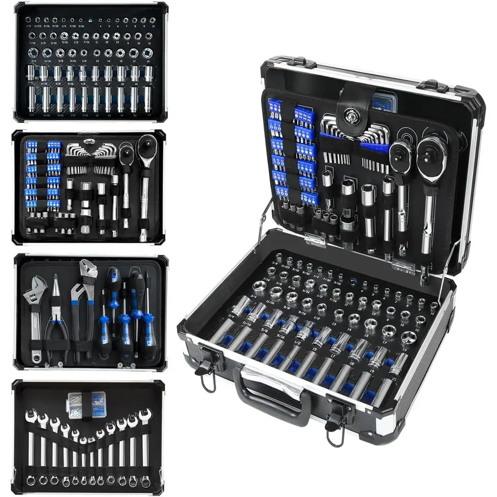 

240-Piece Comprehensive Auto Repair Tool Set with Sturdy Aluminum Toolbox