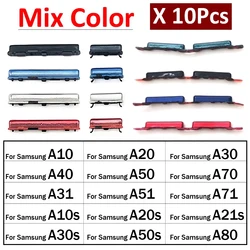 10 Uds., nuevo botón de encendido, tecla de botón lateral de volumen para Samsung A10 A20 A30 A40 A50 A70 A80 A31 A51 A71 A10s A20s A21s A30s A50s