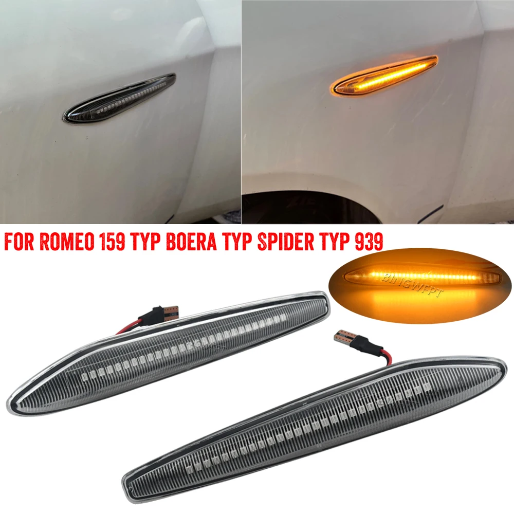 Pair LED Dynamic Side Marker Lights Arrow Turn Signal Blinker Lamps For Alfa Romeo 159 Sportwagon Brera Spider 939 2005-2012
