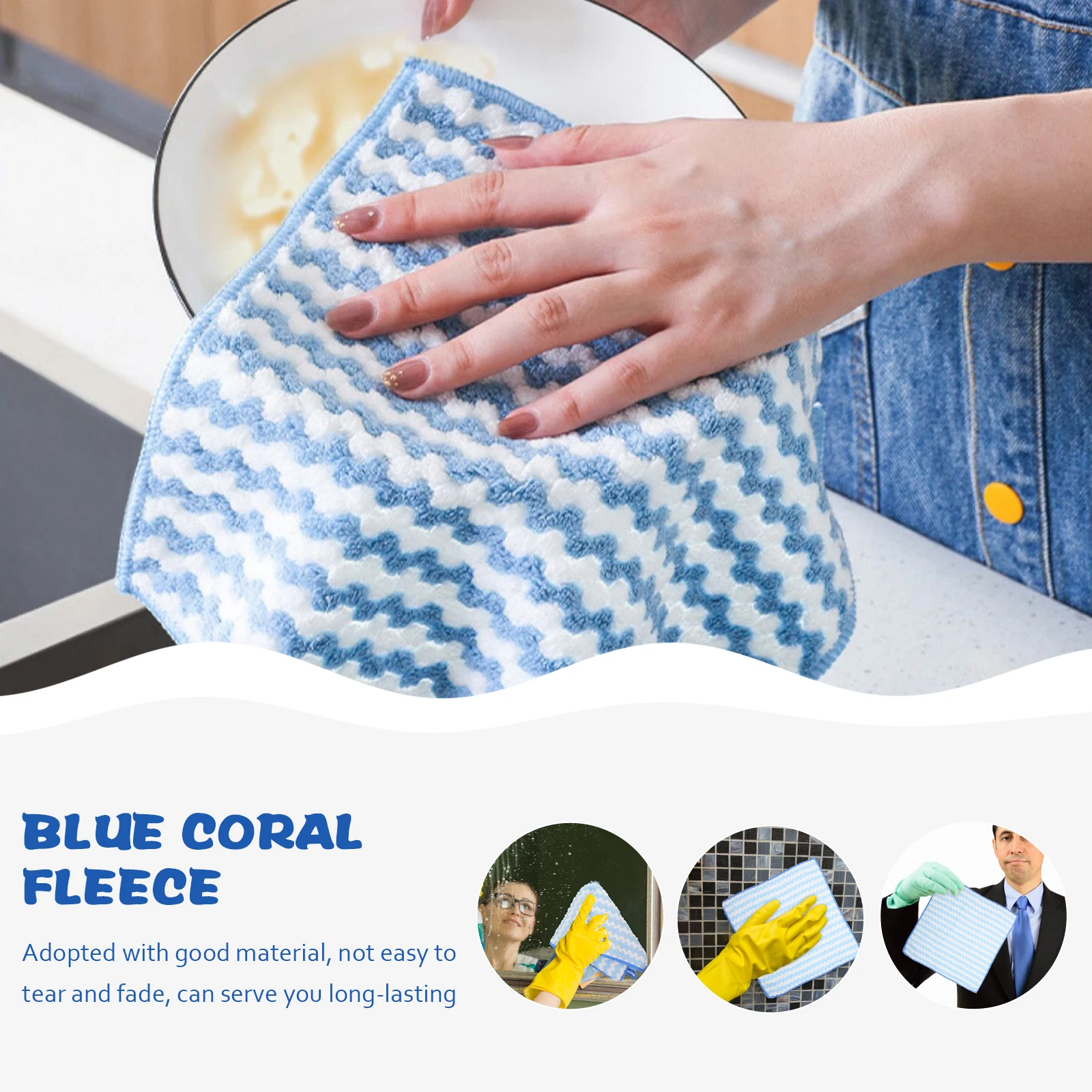 

Coral Fleece Dish Towel Velvet Cleaning Cloth Towels Anti-scratch Cloths for Drying Dishes